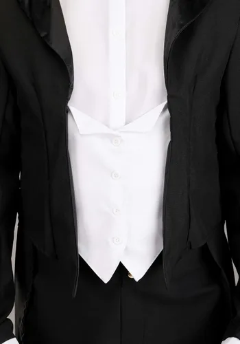 Vista 4 de Butler Outfit For Men Costume Black Tailcoat Jacket With Attached Vest Panels, Shirt Front, Bow Tie And Pants