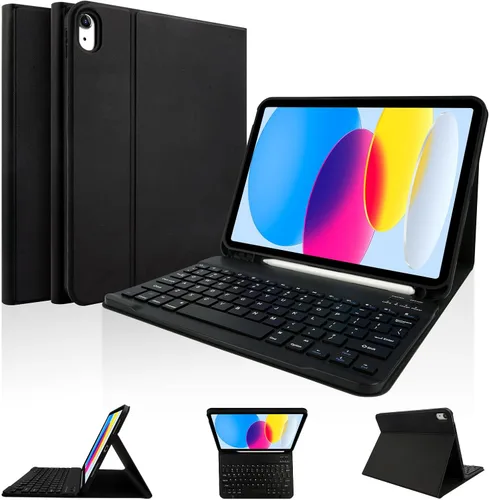 Vista 15 de LAMA Funda con Teclado Touchpad para iPad (A16) 11ª generación 2025/10ª generación 2022, funda tipo folio con soporte para lápiz, trackpad