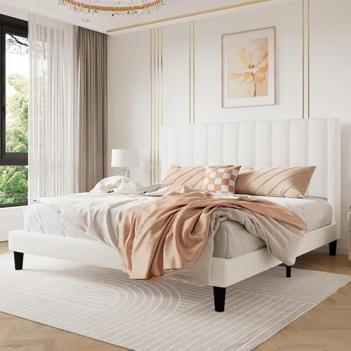 Vista 13 de SHA CERLIN Marco de cama individual con plataforma tapizada de terciopelo con cabecero, soporte de listones de madera resistente, base de colchón