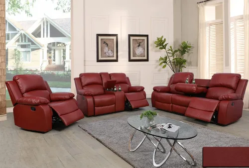 Vista 43 de A Ainehome Juego de Muebles de Sala de Estar de Cuero Reclinable Juego de Sofá Sillón Loveseat Juego de Muebles Sofá para Sala de Estar/Espacio
