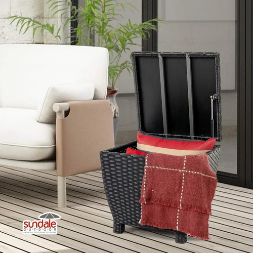 Vista 3 de Sundale Outdoor Caja de Almacenamiento Pequeña para Terraza con Tapa, Contenedor de Almacenamiento Exterior Pequeño de 13 Galones para Mangueras