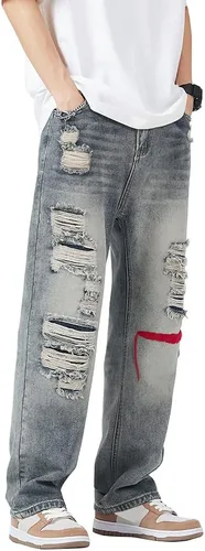 Vista 4 de PARVENZA Pantalones de mezclilla clásicos para hombre, pantalones rectos