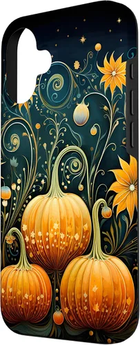 Vista 2 de Funda floral para iPhone 16 Pumpkins Vintage Otoño Otoño