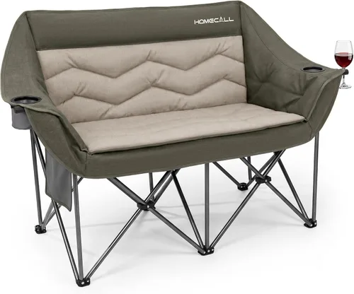 Vista 10 de HOMECALL Silla de campamento doble de gran tamaño para adultos, soporte de sofá biplaza plegable resistente de 700 libras, sofá de campamento extra