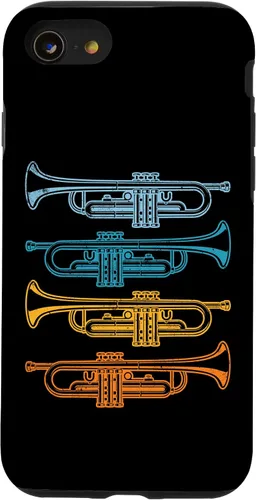 Vista 13 de iPhone 14 Trompeta Retro Jazz Music Trompetista, estuche del trompetista