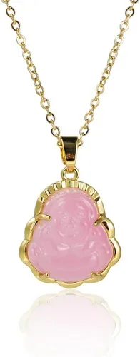 Vista 8 de COLORFUL BLING Lucky Laughing Buddha - Collar con colgante de jade verde con circonita cúbica, amuleto de piedras preciosas para mujeres y hombres