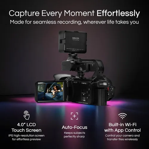 Vista 3 de Minolta Cámara de video de enfoque automático de 64 MP con micrófono y luz de video, pantalla táctil de 4 pulgadas, video 4K Ultra HD, zoom digital
