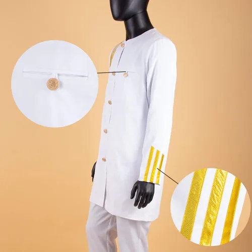 Vista 4 de Trajes africanos para hombre, chaqueta y pantalones bordados de un solo botonadura para hombre, conjunto formal de 2 piezas