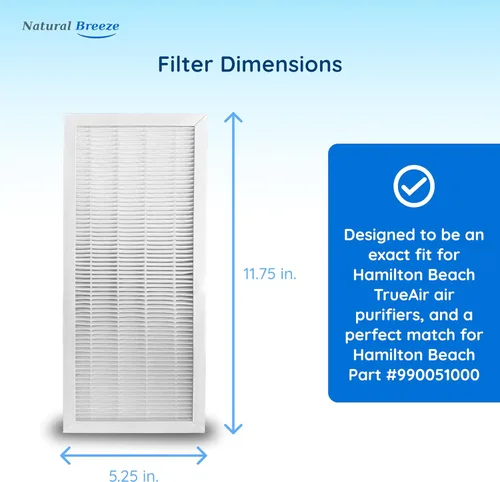 Vista 2 de 990051000 [actualizado] Filtro HEPA de repuesto compatible con los modelos TrueAir de Hamilton Beach 04383, 04383A, 04384, 04385, 04386, por