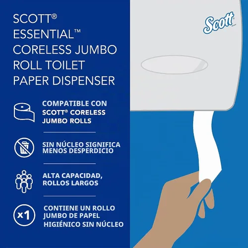 Vista 10 de kimberly-clarke 9602 Dispensador de pañuelos y cuarto de baño tela Bundle, 1 Negro, diseño de rollo de trozo, montado en la pared, compatible