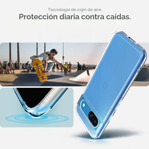 Vista 5 de Spigen Carcasa ultra híbrida para Pixel 8a, transparente Anti-Yellowing Resin, Air Cushion Technology, Military-Grade Drop Protection, Raised