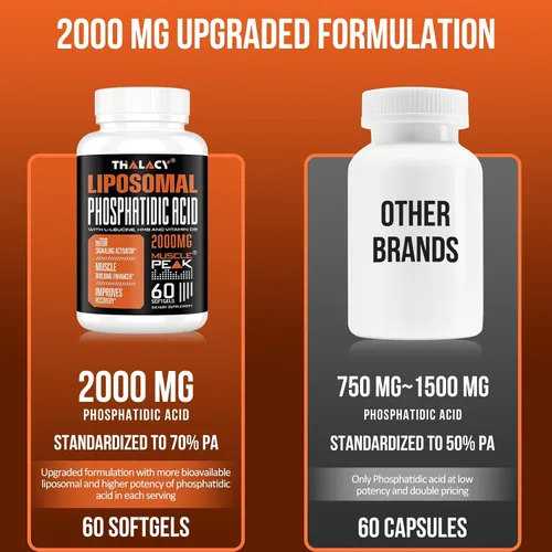 Vista 3 de 2000 mg de ácido fosfatídico liposomal (PA), suplementos de construcción muscular de alta absorción para hombres y mujeres Ganador de músculo