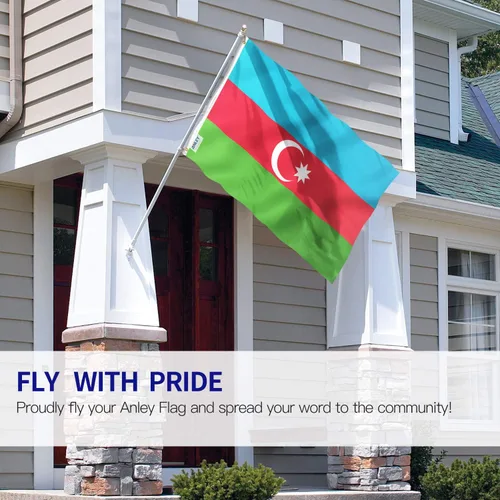 Vista 2 de ANLEY Fly Breeze - Bandera de Azerbaiyán de 3 x 5 pies, color vivo y a prueba de decoloración, cabecera de lona y doble costura, banderas