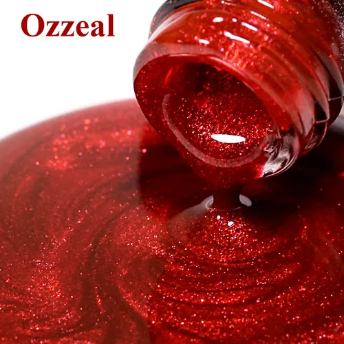 Vista 5 de Esmalte de Uñas en Gel con Purpurina, Esmalte de Uñas en Gel con Purpurina Rojo Sangre Brillante con Destellos, Esmalte de Uñas en Gel con Purpurina