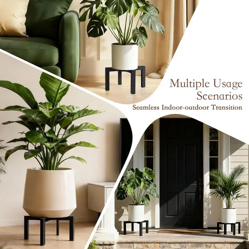 Vista 5 de Paquete de 2 soportes metálicos de 10 pulgadas para interiores y exteriores, taburetes resistentes para interiores, soportes modernos de mediados