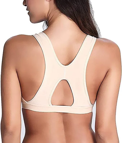 Vista 2 de SHAPERX Sujetador Brassiere deportivo poscirugía con cierre frontal para mujer Beige