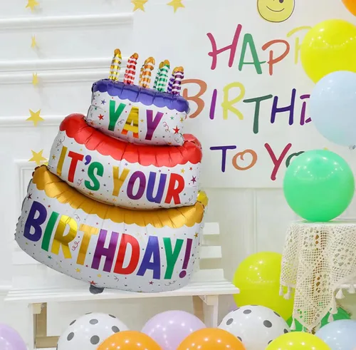 Vista 3 de chil 2 globos grandes de tereftalato de polietileno de 39 pulgadas, globos inflados de Mylar grandes, autoinflables, decoración de fiesta de feliz