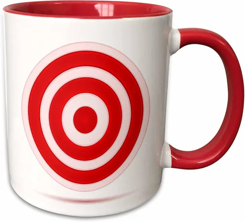 Vista 8 de 3dRose Taza de círculo blanco y rojo, 11 oz, color negro