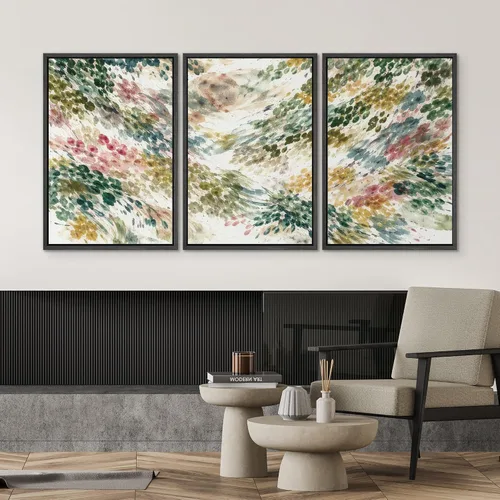 Vista 558 de SIGNWIN Lienzo enmarcado para pared, juego de arte neutro de bosque brumoso, ilustraciones en tono tierra, arte moderno, decorativo, bohemio