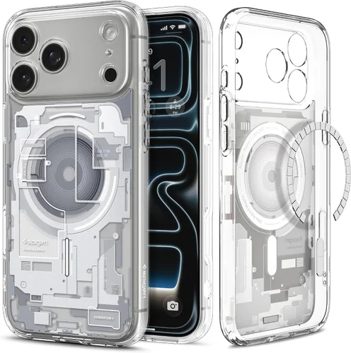 Vista 8 de Spigen Ultra Hybrid MagFit Impresión Digital Directa - Funda para iPhone 16 Pro [Diseño Personalizado][Compatible con Magsafe] - Analógica DDP