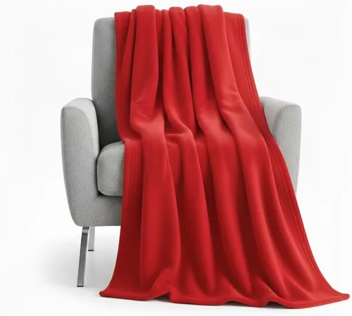 Vista 2 de Manta de 50 x 60 pulgadas, ultra suave, hipoalergénica, de forro polar, para sala de estar, sofá, silla, cama, color rojo