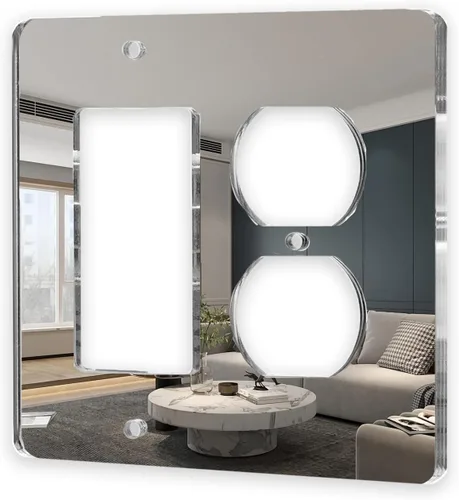 Vista 14 de 1 Pieza Placas de Interruptor de Luz con Espejo, Cubiertas de Salida de Acrílico, Placas de Pared Duraderas, Placas de Interruptor con Espejo