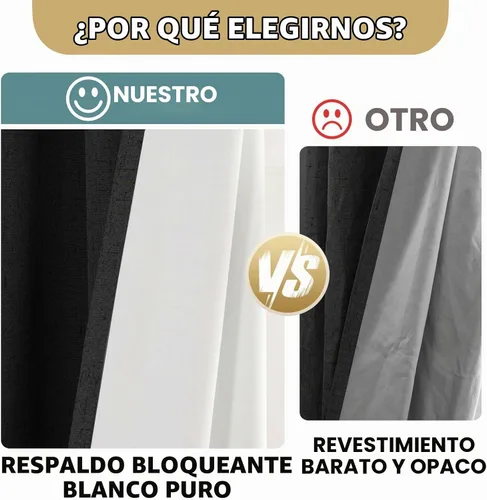Vista 3 de H.VERSAILTEX Cortinas 100% opacas con aislamiento térmico, texturizadas, de lino, con bloqueo completo de calor y luz, para sala de estar y Negro