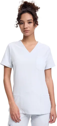 Vista 15 de floralhue Uniformes médicos para mujeres, blusas de uniforme médico suaves con cuello en V, uniforme médico elástico con 4 bolsillos, transpirable
