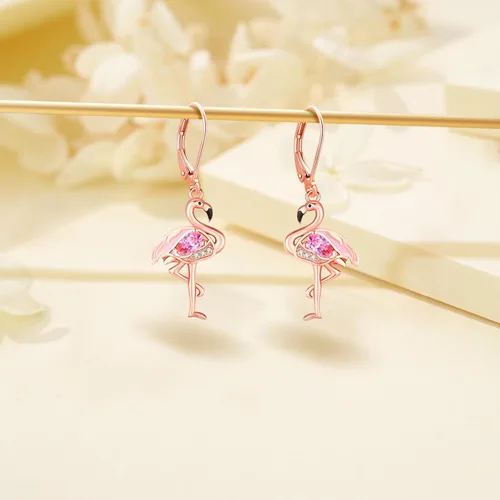 Vista 20 de Aretes colgantes de plata de ley con diseño de árbol de la vida, flor, abeja, animales, gato, colibrí, piedra lunar, turquesa, aretes con cierre