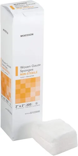 Vista 12 de McKesson Esponjas tejidas de gasa, no estériles, (4 x 4 pulgadas (200 unidades) 12-Ply 100% Cotton Breathable Woven Gauze Sponges for Wound Care &