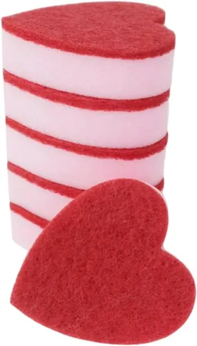 Vista 7 de Esponja en forma de corazón con palabras, limpiador de cocina de doble cara para lavar platos, ollas, sartenes y limpieza general del hogar
