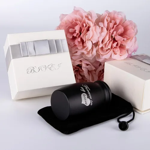 Vista 4 de Bivei Urnas pequeñas para cenizas humanas, urna personalizada de recuerdo con foto y texto para hombres y mujeres, mini urnas para adultos