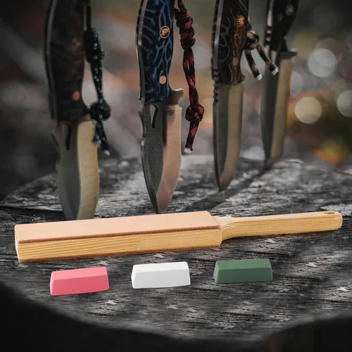 Vista 6 de Angerstone Kit de cuero de doble cara de gran tamaño (3 pulgadas para cortar el cuero) con mango ergonómico, cuchillo para afilar cuchillos