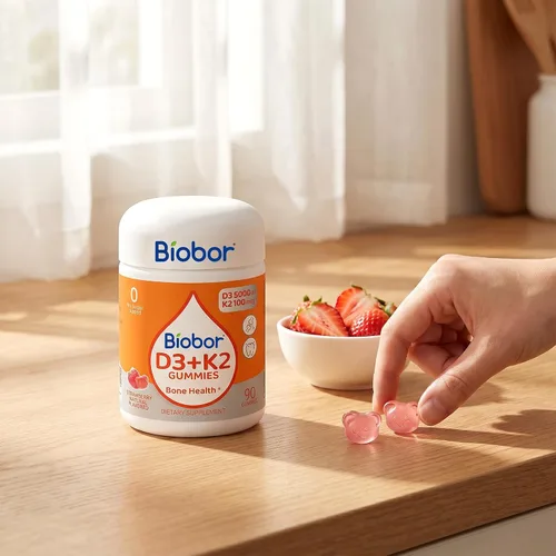 Vista 7 de Biobor Gomitas naturales de vitamina D3 K2, 5000 UI de vitamina D3 y 100 mcg de vitamina K2 (MK-7), apoya los huesos saludables, suplemento de salud