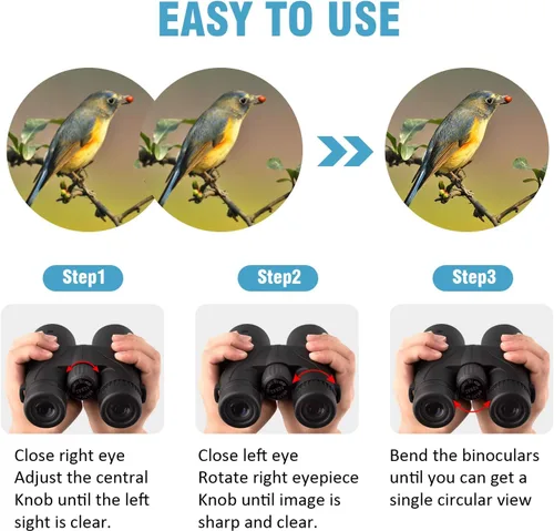 Vista 5 de Prismáticos de 10 x 42 para adultos, binoculares profesionales de alta definición BAK4 con lente de prisma para observación de aves, caza, viajes