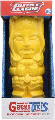 Vista 2 de Wonder Woman Geeki Tikis DC Comics - Taza de cerámica, color amarillo, 15 onzas