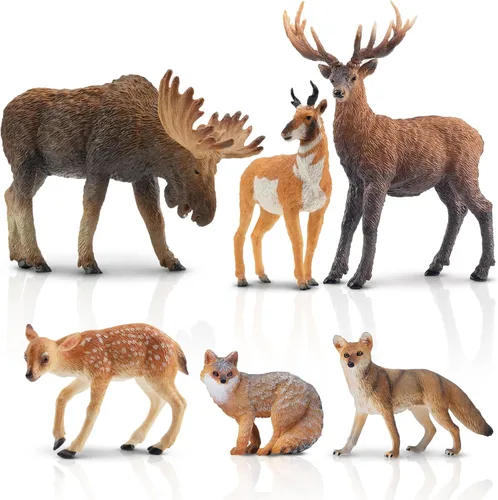 Vista 10 de Toymany Juego de 14 mini figuras de animales árticos, juguetes de animales polares con oso polar, caribú, pingüino, morsa, lobo, figuras