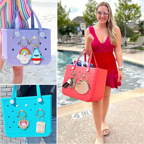 Vista 8 de BABORUI Llavero para bolsa Bogg, llavero ligero compatible con bolsas Bogg pequeñas y grandes, accesorio de dije para bolsa Bogg Bag Tote, dorado