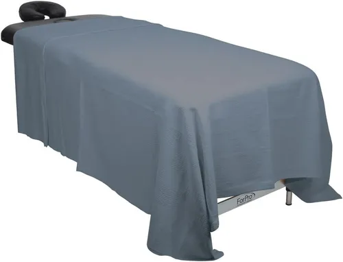 Vista 2 de ForPro Professional Collection Manta térmica de masaje prémium a cuadros, 100% algodón, para mesas de masaje, camas, sofás, 66 x 90 pulgadas, gris