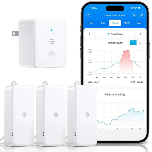 Vista 6 de GoveeLife Termómetro Higrómetro Bluetooth H5110 de 262 pies, Mini Sensor de Temperatura y Humedad con Notificaciones de Aplicación, Exportación