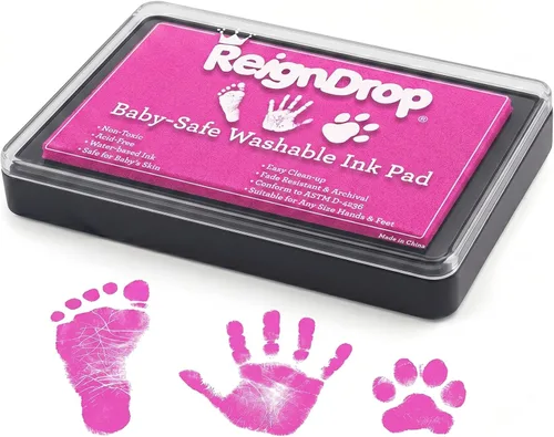 Vista 13 de Almohadilla de tinta ReignDrop para huella de bebé y huella de mano - Crea sellos de recuerdo impresionantes y duraderos para bebés y niños. A