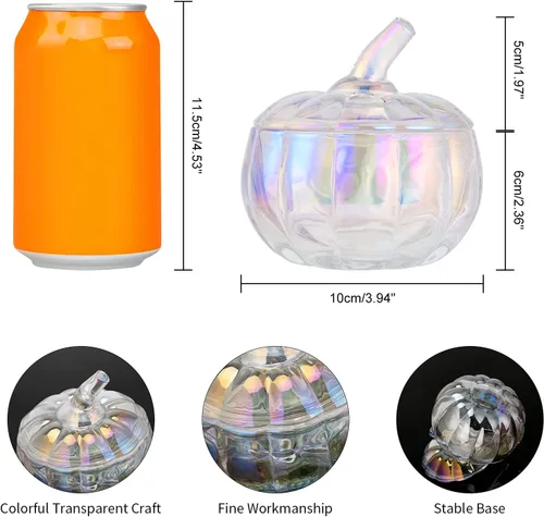 Vista 2 de SHOWLOUE Tarro de cristal para dulces con tapa, recipiente de almacenamiento de alimentos para bufé de dulces de boda, tarro de calabaza