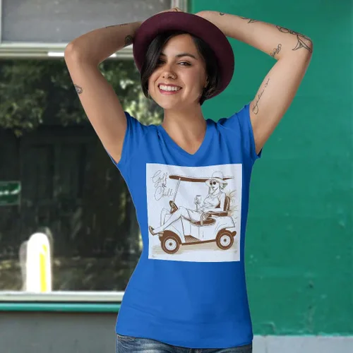 Vista 4 de Cool Golf - Camiseta con cuello en V para mujer, camiseta de moda, Blanco