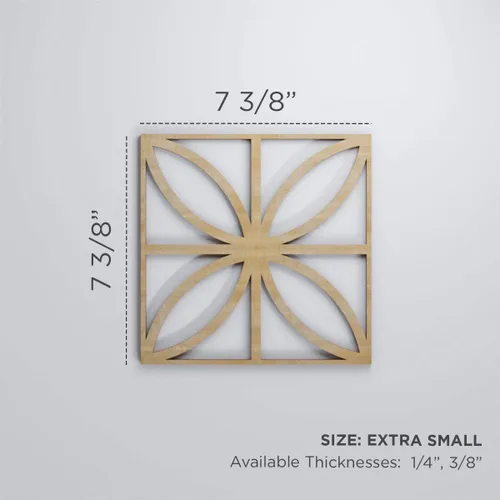 Vista 2 de 7 3/8"W X 7 3/8"H Extra Pequeña Swansea Decorativos Paneles De Pared De Madera De Calado, Cereza