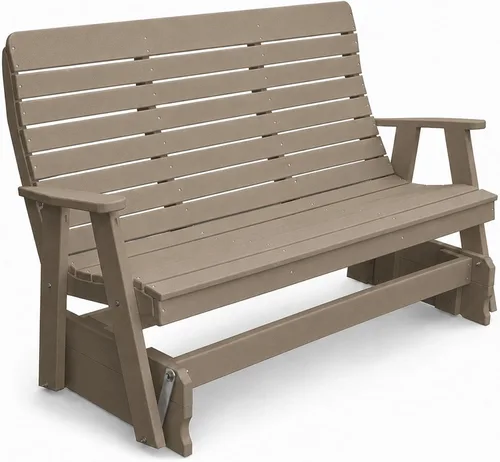 Vista 48 de Amish Made Antique Mahogany 4 ft Outdoor Glider Bench, HDPE Made in USA Fairfax Collection HDPE Poly Lumber Outdoor Glider Bench, All-Weather