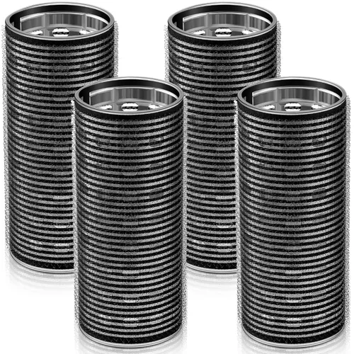 Vista 11 de WILLBOND 4 rodillos de pelo largos para flequillo, rizadores de núcleo de aluminio, rodillo térmico de autoagarre para cabello largo y mediano, Negro