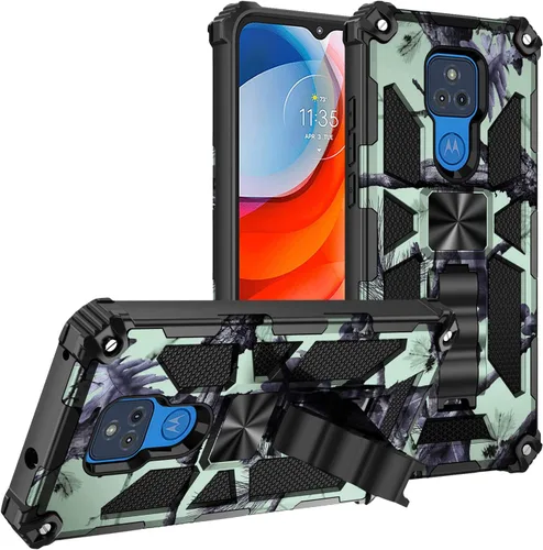 Vista 9 de Funda para Moto G Play 2021, grado militar, cubierta probada contra caídas, soporte integrado compatible con soporte magnético para automóvil, funda