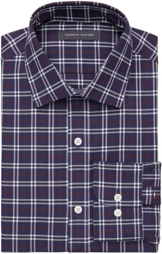 Vista 3 de Tommy Hilfiger Camisa de vestir para hombre con cuello abotonado, ajuste delgado, no necesita plancha