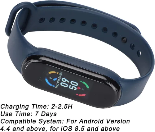 Vista 2 de PUSOKEI Pulsera deportiva con monitor de frecuencia cardíaca, reloj inteligente, podómetro, monitor de sueño, contador de calorías