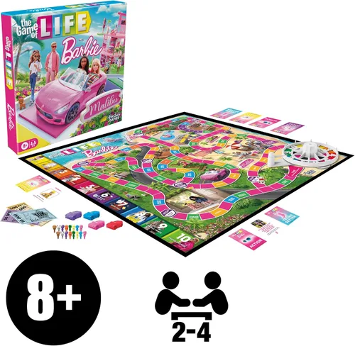 Vista 13 de Hasbro Games The Game of Life: Barbie Edition Juego de mesa A partir de 8 años 2 a 4 jugadores Divertidos juegos familiares para niños